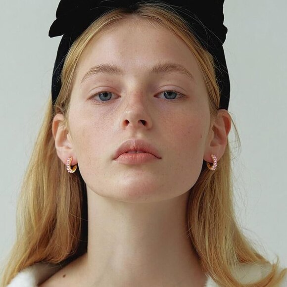 14k Gold Plated Chunky Huggies Earring for Women with Sterling Silver Post,Trend - Picture 5 of 7